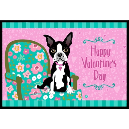 Carolines Treasures Happy Valentines Day Boston Terrier Indoor or Outdoor Mat- 24 x 36 VHA3001JMAT